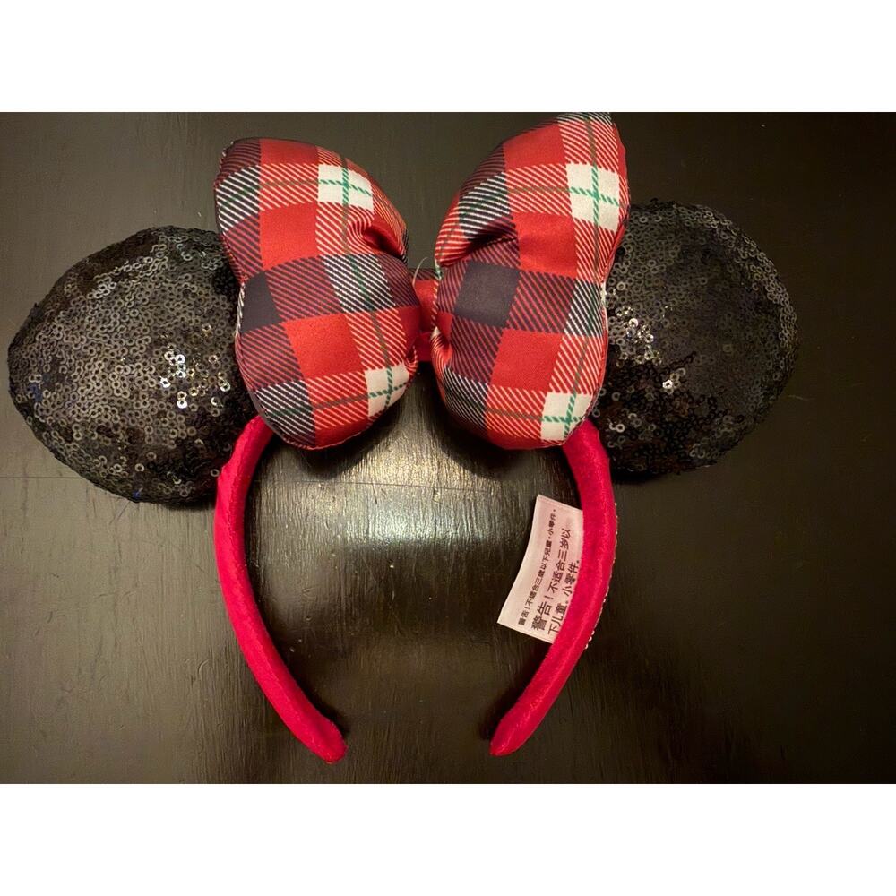 Disney Parks 2018 Christmas Plaid and Sequin Merry & Bright Minnie Mouse Ears
